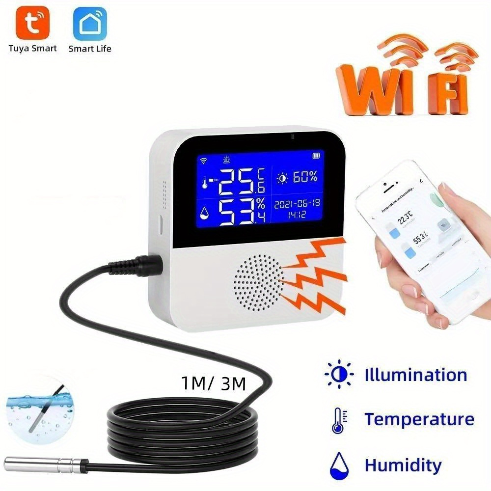 LangRay - Termómetro inteligente WiFi, 2 unidades, mini sensor digital de  temperatura y humedad para interiores, sensor