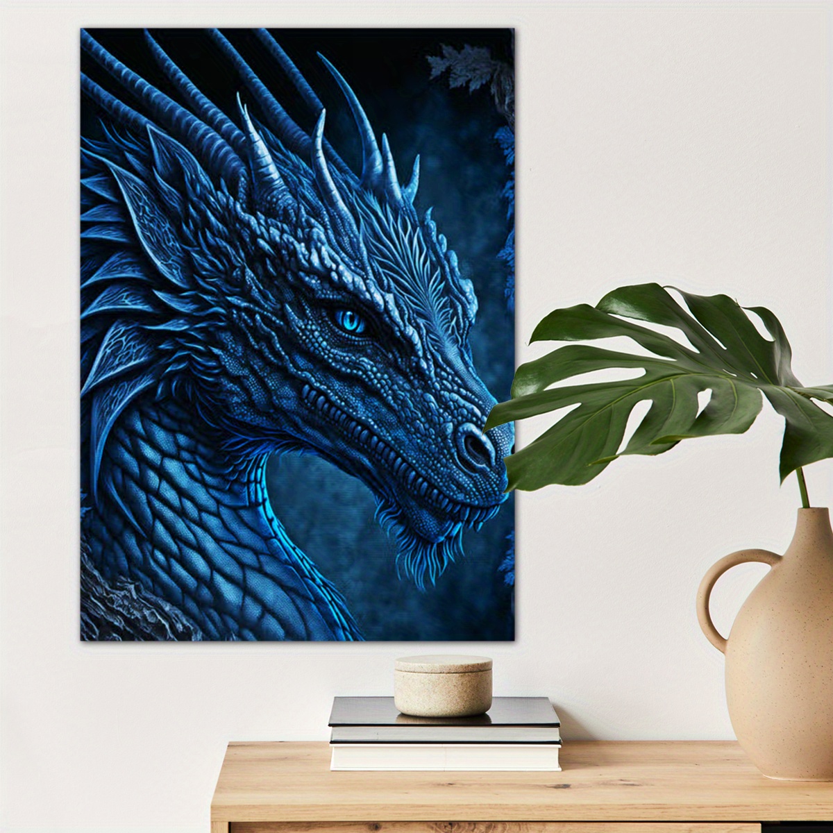 

1pc Blue Dragon Poster Canvas Wall Art For Home Decor, Fantasy Poster Wall Decor High Quality Canvas Prints For Living Room Bedroom Kitchen Office Cafe Decor, Perfect Gift And Decoration