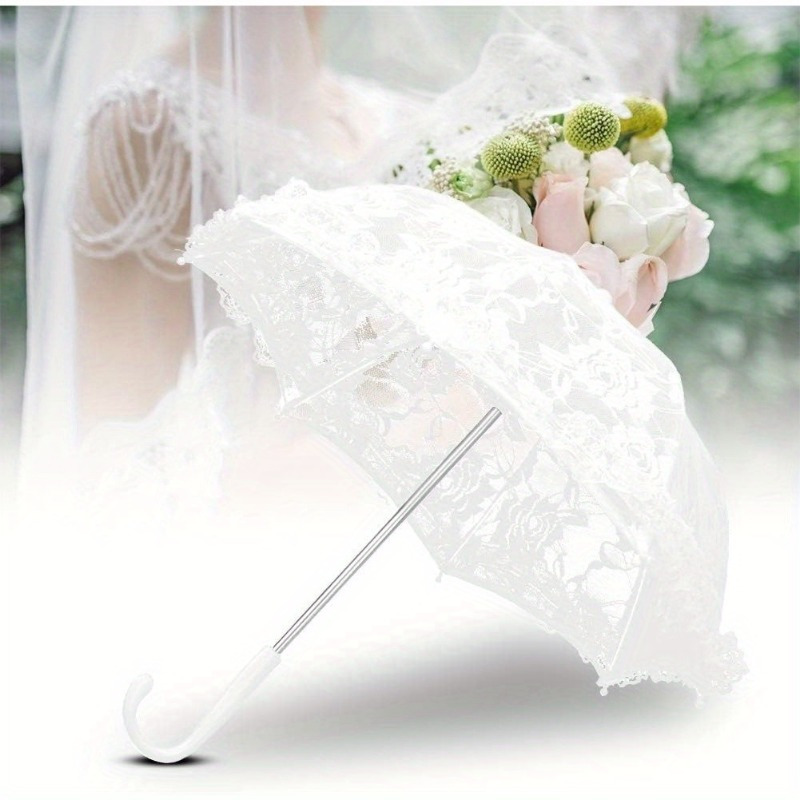 

1pc Lace Parasol, Embroidery Bridal Umbrella For Wedding Party