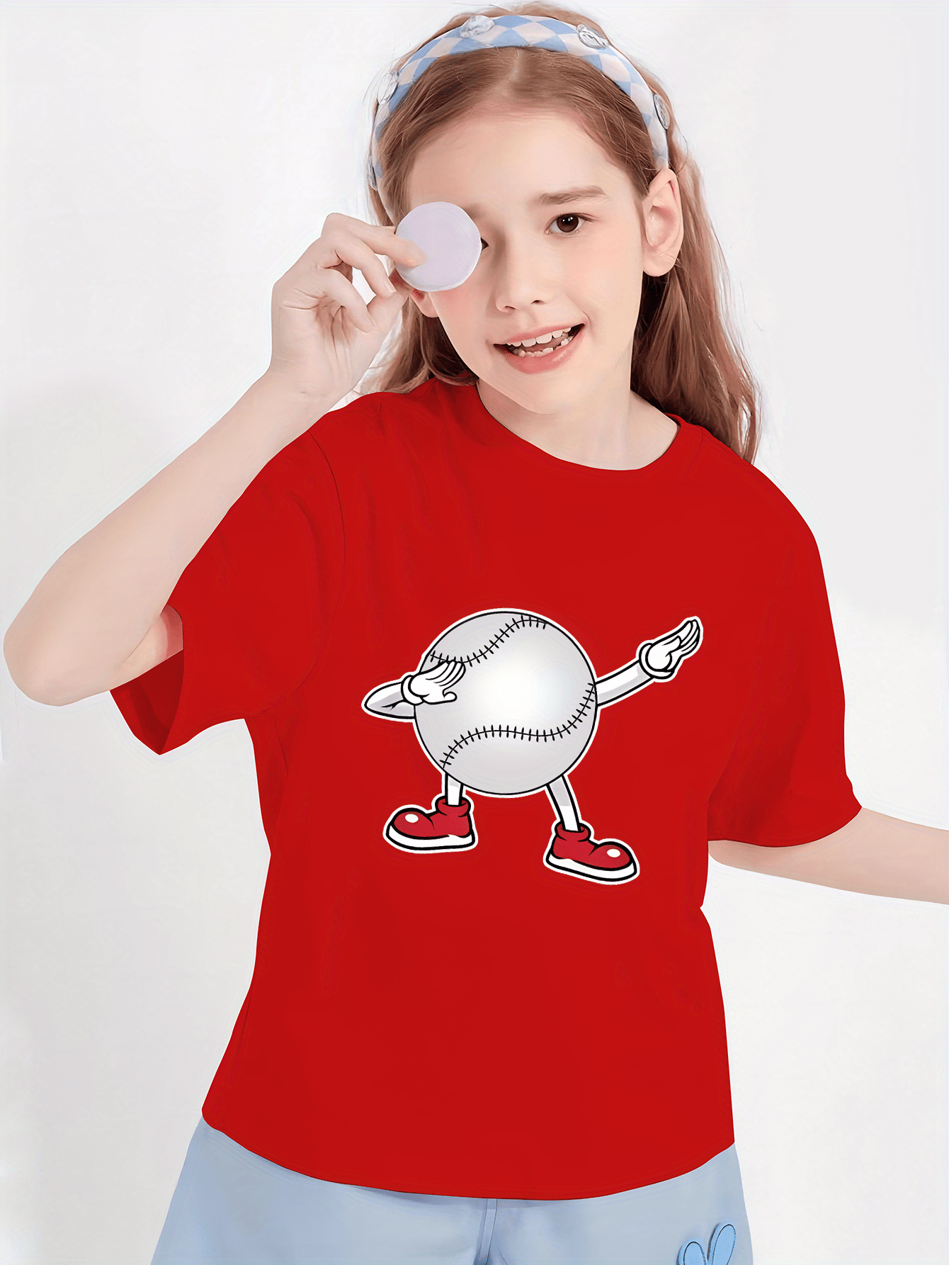 Crew Neck Short Sleeve T shirt Cartoon Funny Baseball Print - Temu New ...