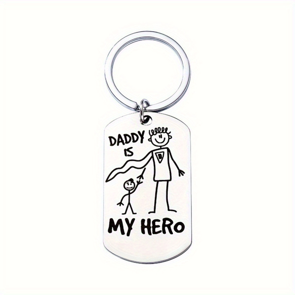 

1pc Daddy Is My Hero Keychain Cute Stainless Steel Key Chain Ring Father's Day Birthday Gift For Dad Papa