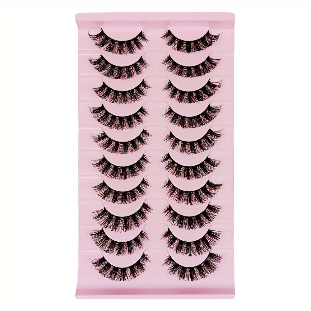 10 Pairs Of Dd Strip Lashes, Featuring Fluffy Volume And Dramatic Messy Mink Design For Makeup