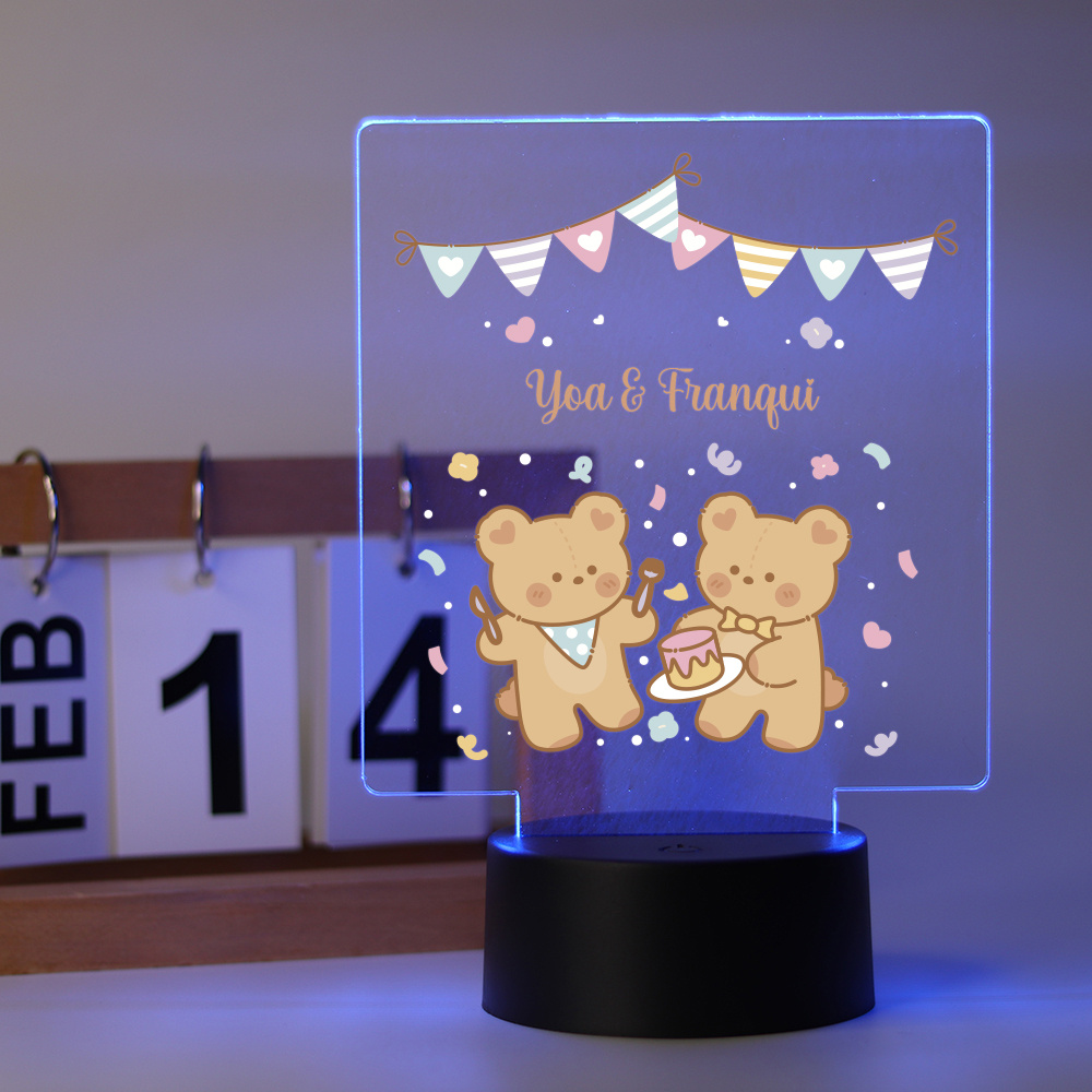 Luz de noche LED personalizada para bebé con diseño de osito de