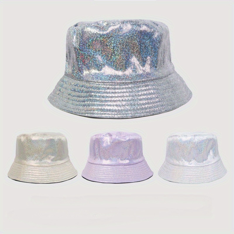 Sequins Sparkly Bucket Hat Solid Color Trendy Sun Hats Stage - Temu Canada