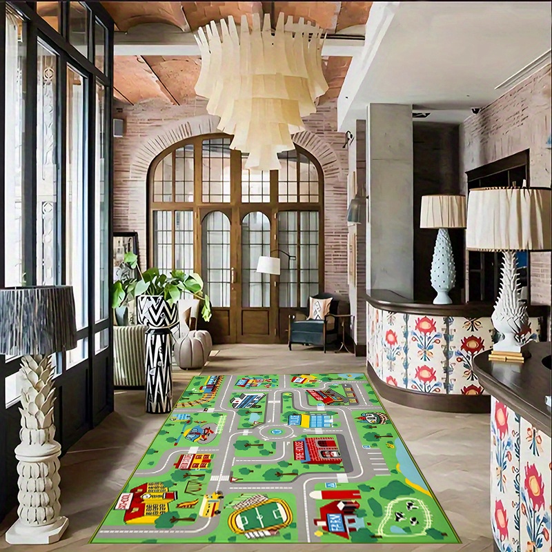 

1pc Modern Cartoon Road Carpet, Decorative Living Room Soft Carpet, Machine Washable Non-slip Carpet, Hotel Coffee Shop Carpet