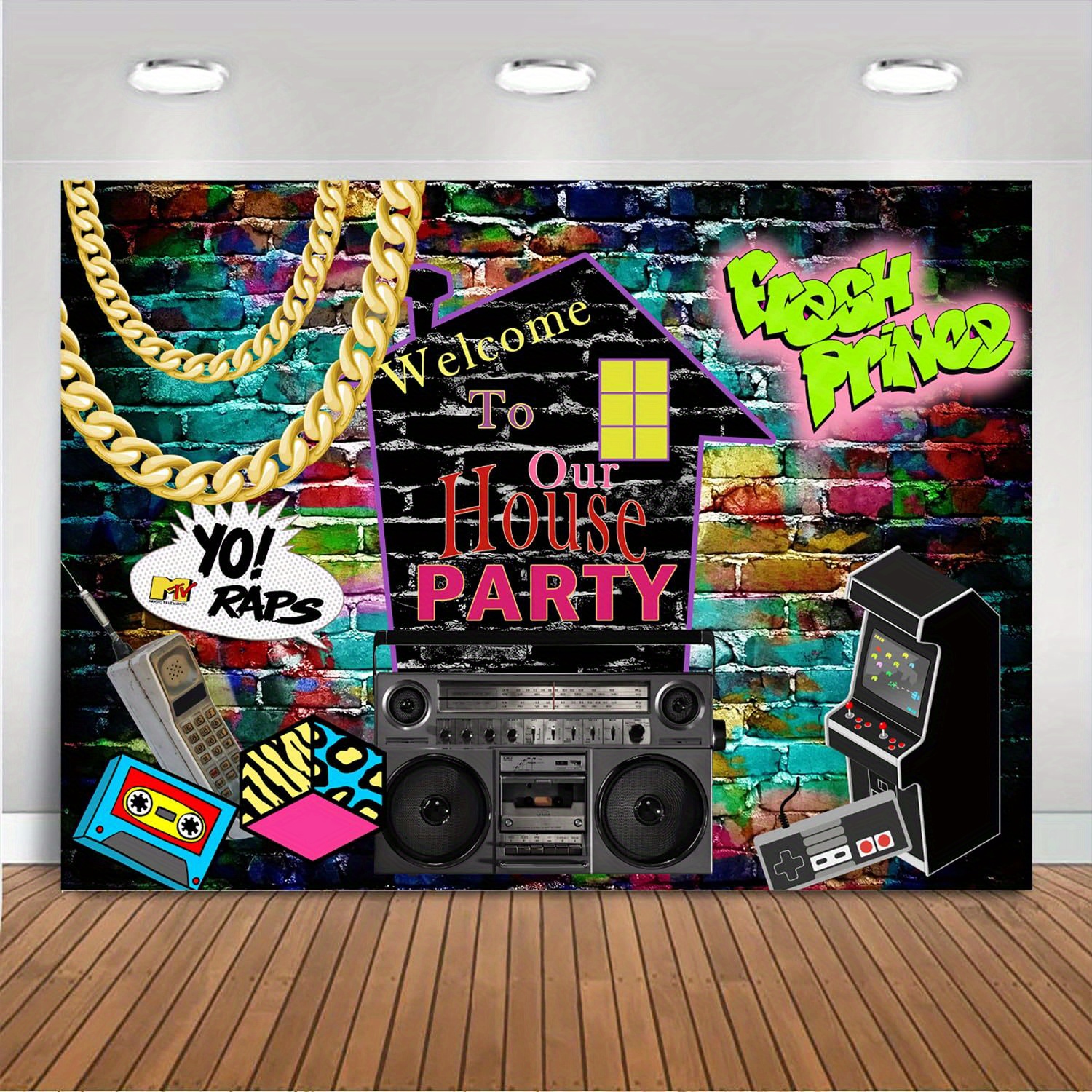80s 90s 50s Party Decorations 80's 90's 50's Party Bundle Includes  Inflatable Radio Boombox and Mobile Phone, Back to 80s 90s 50s Backdrop