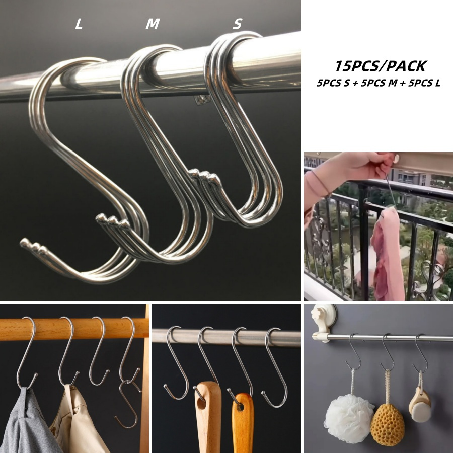 Stainless Steel S shaped Wall mounted Hanging Hooks Hangers - Temu