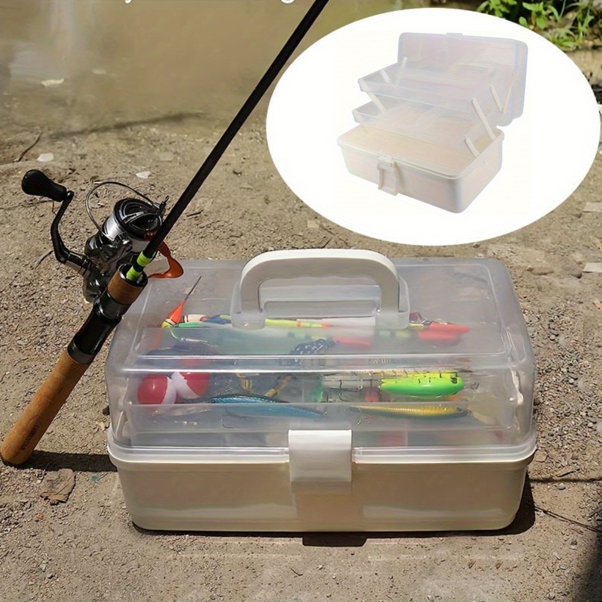 

1pc Pp Fishing Tackle Storage Box For Hooks, Lures, And Baits - Portable Fishing Accessories Organizer