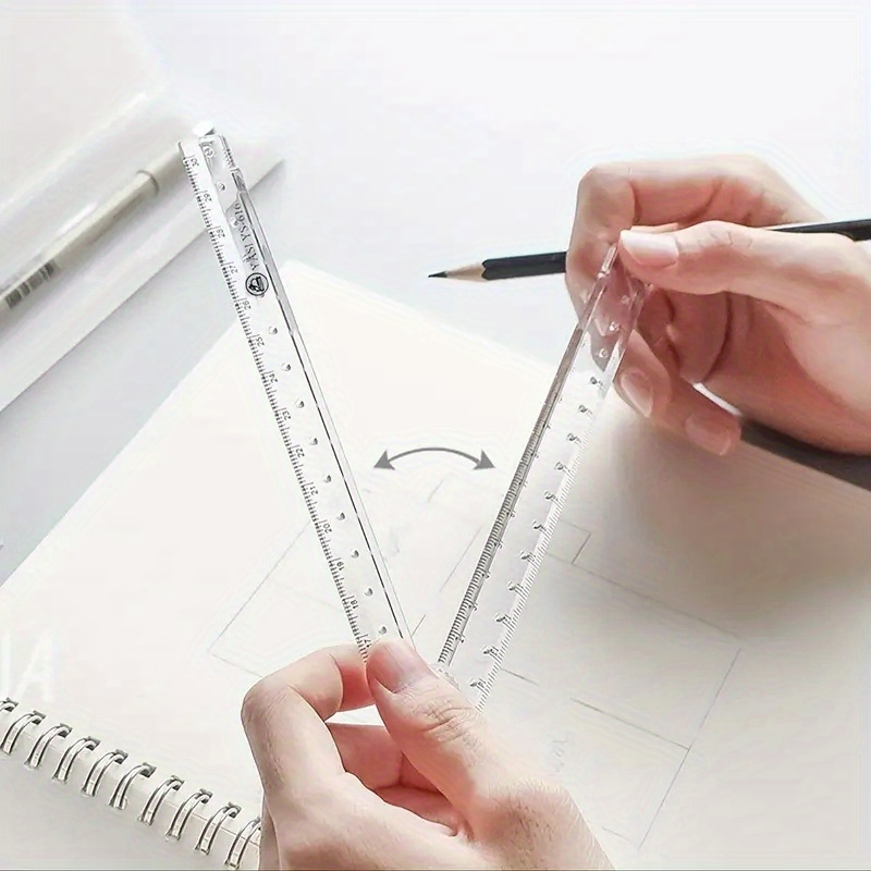 

1pc Creative Transparent Acrylic Folding Ruler With Scale, Suitable For School Supplies, Office Supplies, And Stationery.