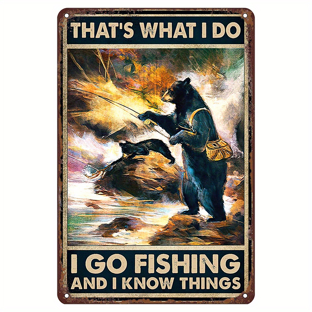Bear Fishing Metal Tin Sign Gift Fishing Enthusiast Vintage - Temu South  Africa