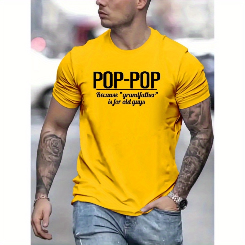 

Pop-pop Print T Shirt, Tees For Men, Casual Short Sleeve T-shirt For Summer