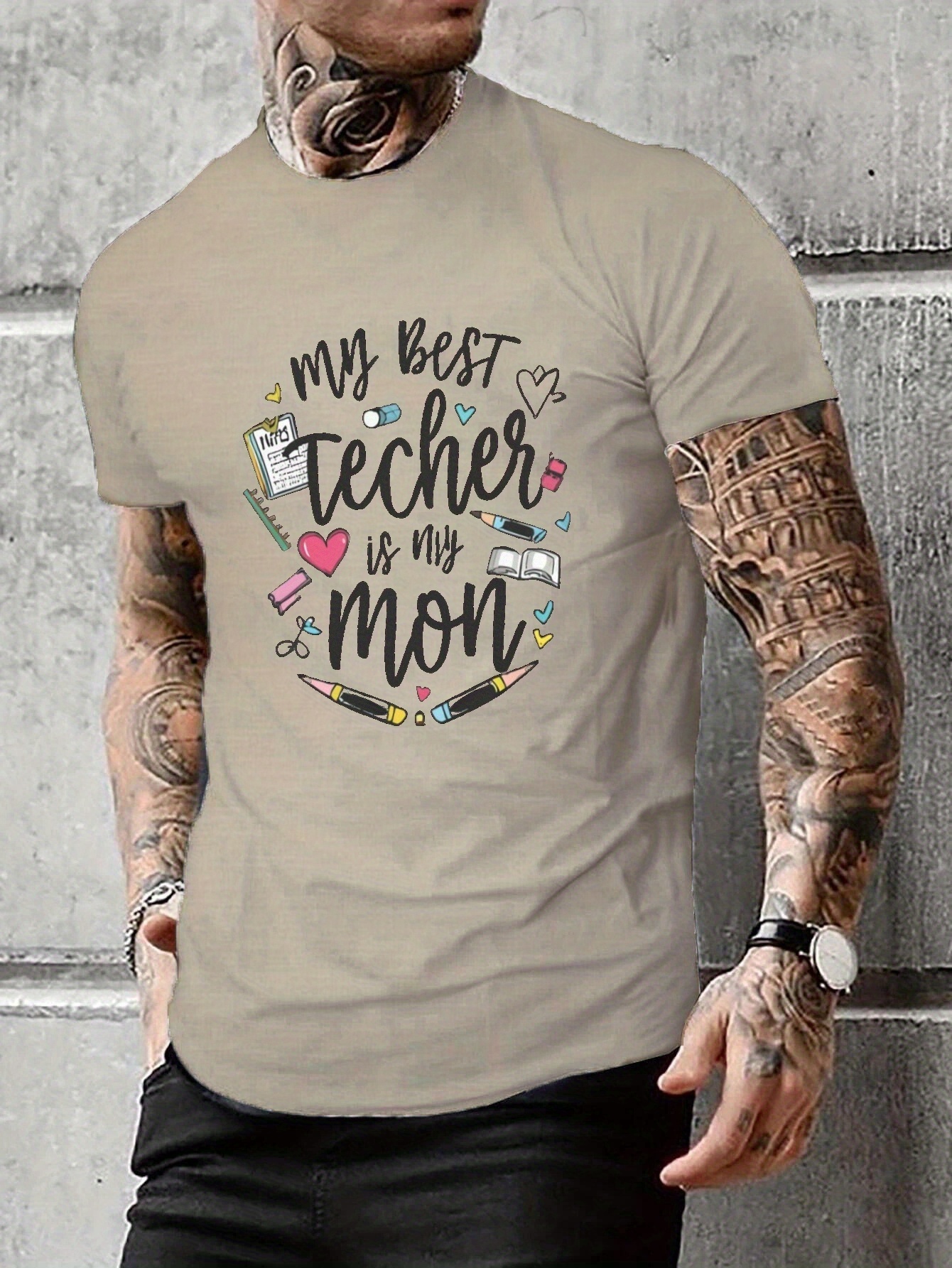 Mejor Maestra Es Mamá Camiseta Impresa Camisetas Hombres - Temu Colombia