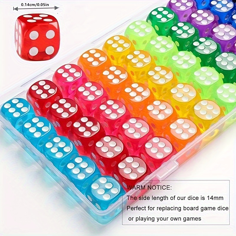 

30pcs 6-sided Portable Table Games Dices, 14mm Acrylic Round Corner Board Game Dices, Party Gambling Game Dices