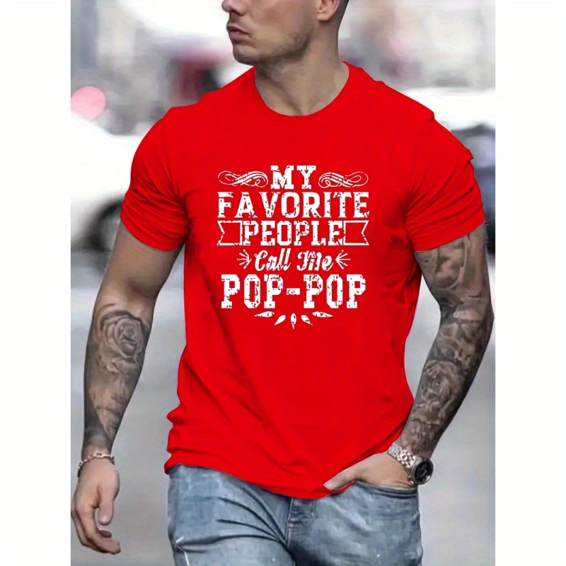 

Pop-pop Print T Shirt, Tees For Men, Casual Short Sleeve T-shirt For Summer