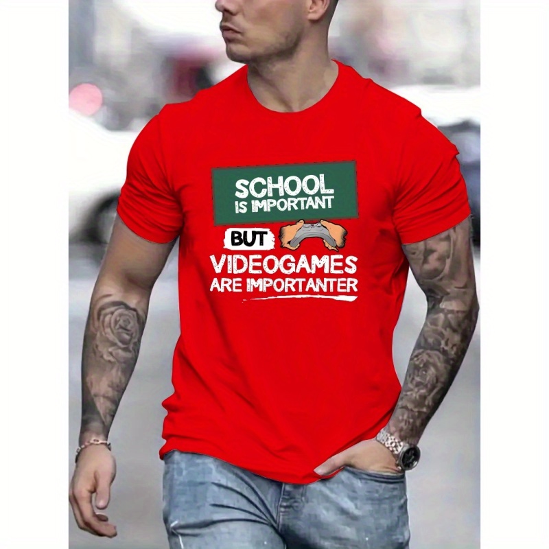

Video Games Print T Shirt, Tees For Men, Casual Short Sleeve T-shirt For Summer