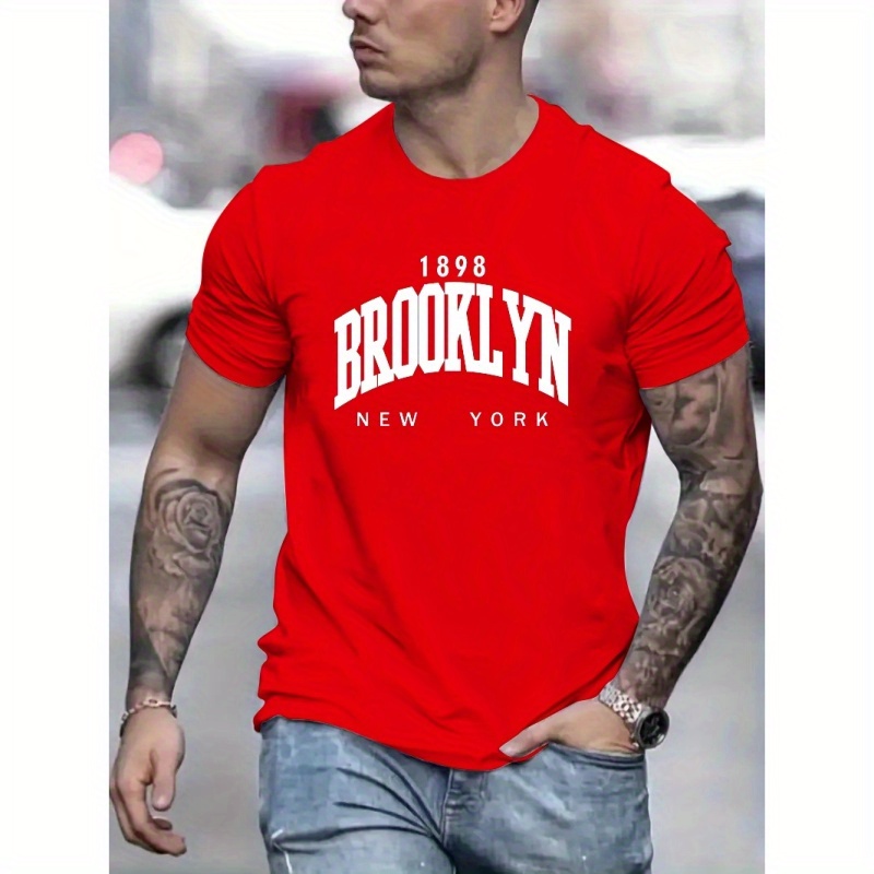 

Brooklyn Print T Shirt, Tees For Men, Casual Short Sleeve T-shirt For Summer