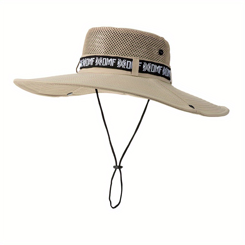 Men's Wide Brim Fisherman Hat Chin Straps Bucket Hats Summer - Temu Canada