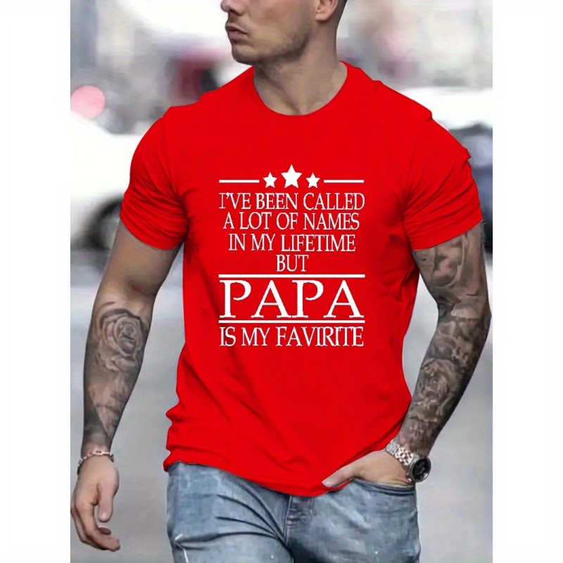 

Papa Print T Shirt, Tees For Men, Casual Short Sleeve T-shirt For Summer