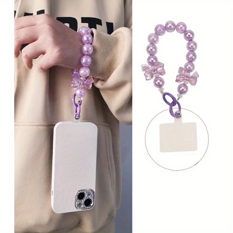 Case-Mate Phone Strap Beaded Chain Link Wristlet - Silver Pearl