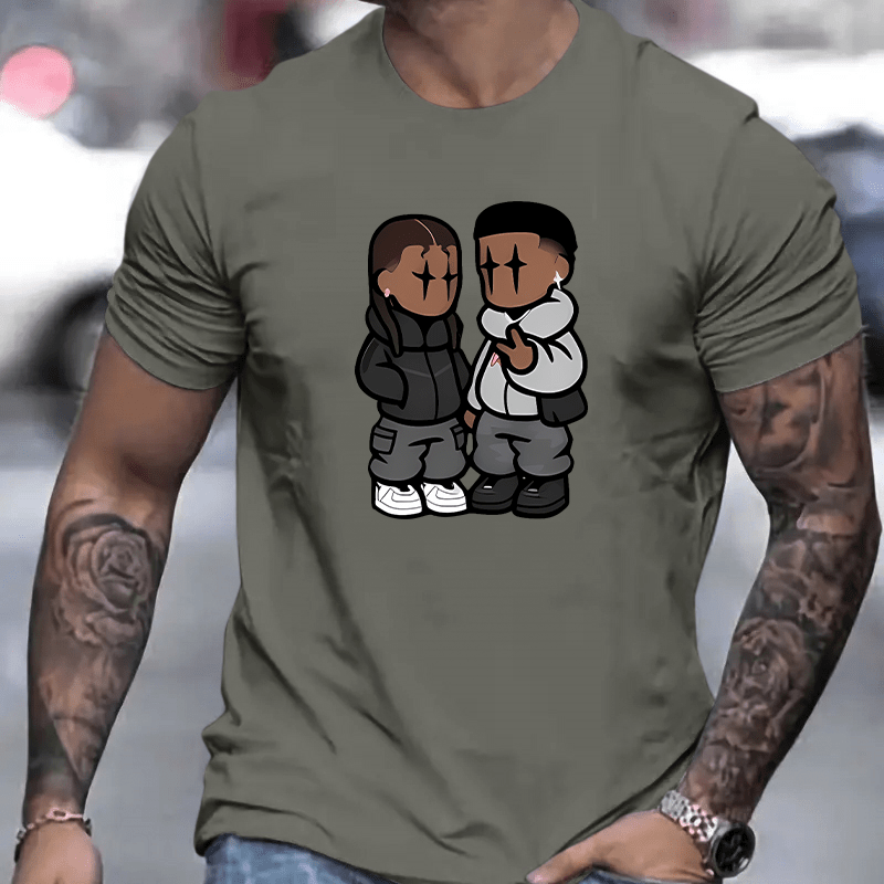 

Cool Rappers Print T Shirt, Tees For Men, Casual Short Sleeve T-shirt For Summer