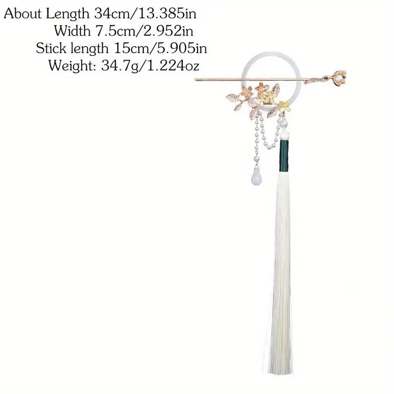 1pc chinese style   pearl decorative hair pin with tassel   leaf hair dish   decoration for women and daily uses Product details 3