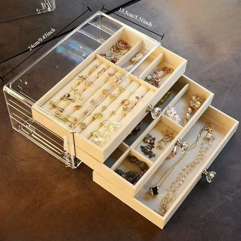 Caja organizadora de acrílico transparente con cajones para cosméticos,  joyas y maquillaje…