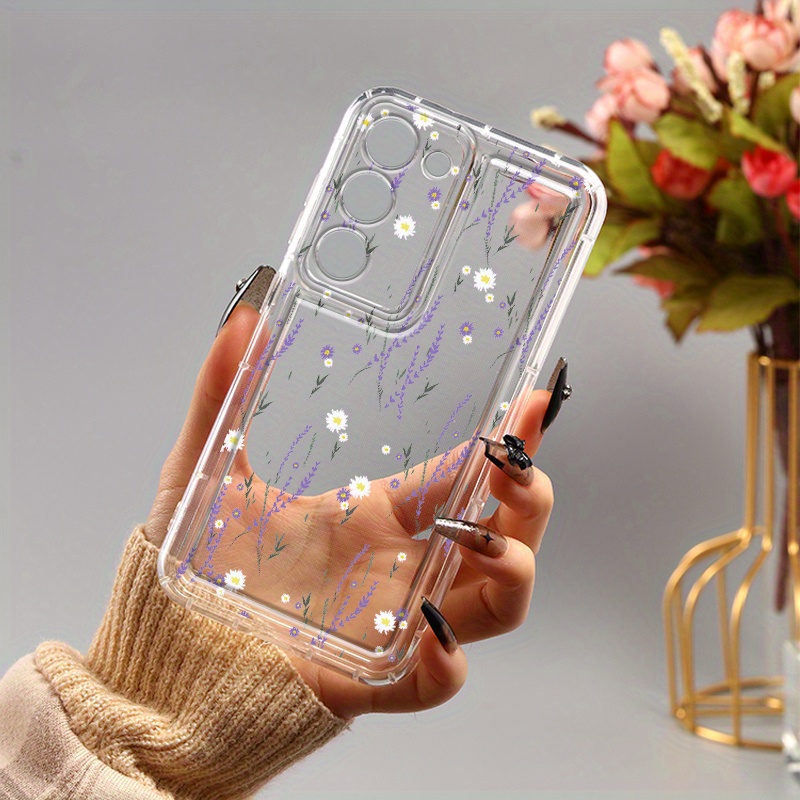 

Luxury Shockproof Transparent Case Pattern Lavender For Samsung Galaxy S23 Ultra S22+ 5g S21 Fe S20 A54 A52 A32 A23 A14 5g Bumper Cases Gp1 Cover Silicone Clear Phone Cases Lens Protection Back