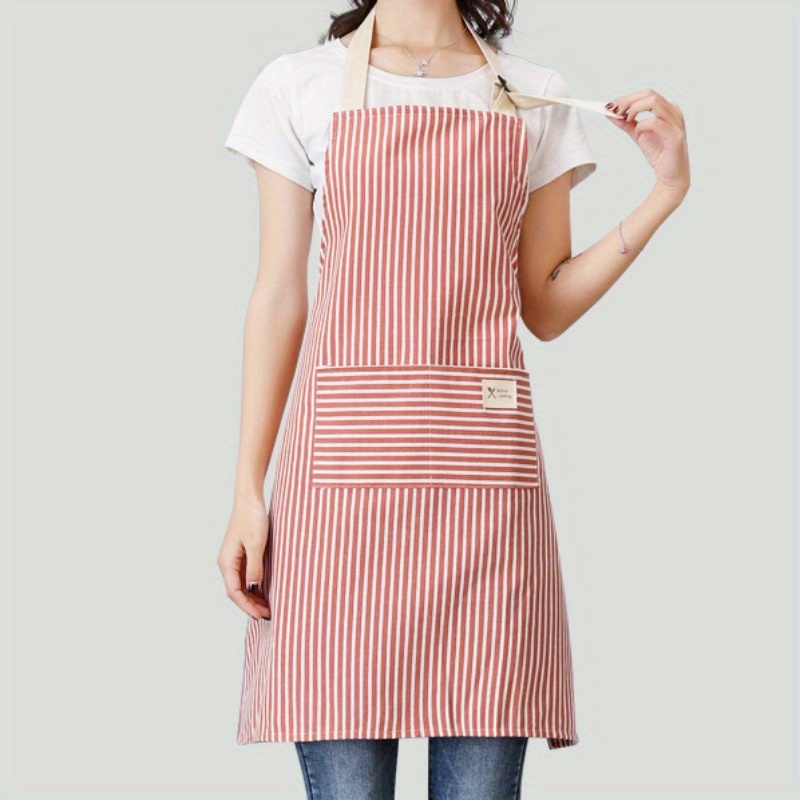 Lightweight Cooking Aprons For Men & Women - 2 Pocket Style In Black Pinstripes