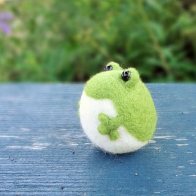 

A Kit For Needle Felting, Featuring Materials For A Mini Frog. This Diy Handmade Set Includes Needed, As Felting Supplies, Instructions, And A Keychain Ring.