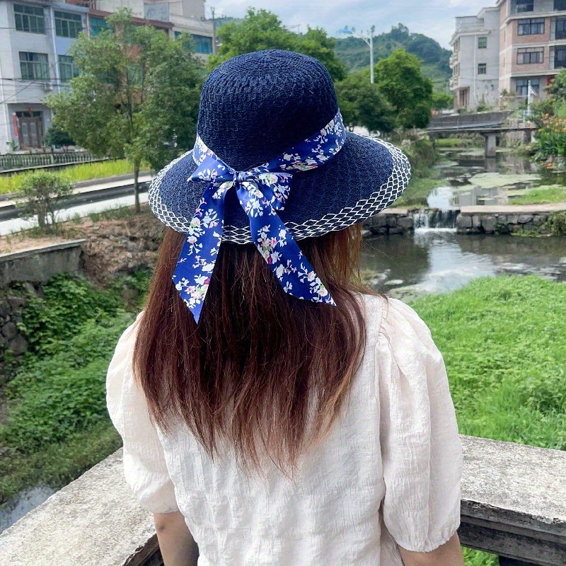 Stylish Summer Hat Women Large Brim Fashionable Bow Face - Temu