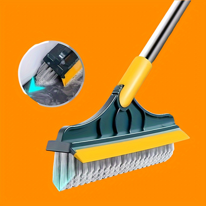 1pc Adjustable Long Handle Cleaning Brush with Angled Bristles & Built-In Glass Cleaner - Ideal for Bathroom & WC, Perfect for Hotels and Commercial Use, Bathroom Cleaning Tools