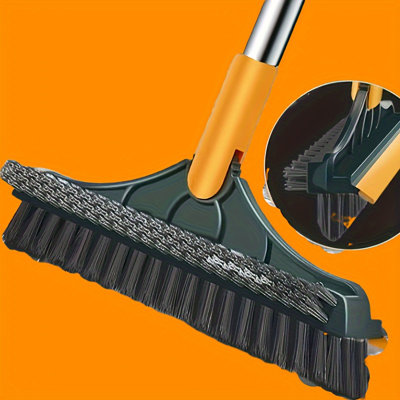 1pc Adjustable Long Handle Cleaning Brush with Angled Bristles & Built-In Glass Cleaner - Ideal for Bathroom & WC, Perfect for Hotels and Commercial Use, Bathroom Cleaning Tools