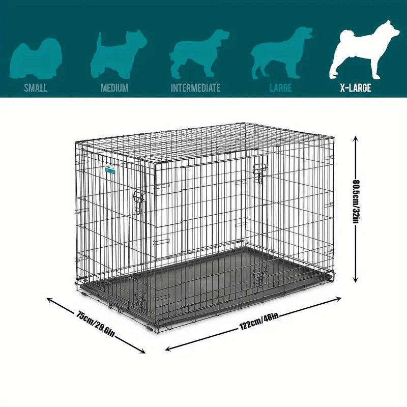 Jaula plegable para perros grandes y medianos con bandeja de plástico y  divisor de 48 pulgadas, para interiores y exteriores, de metal de doble