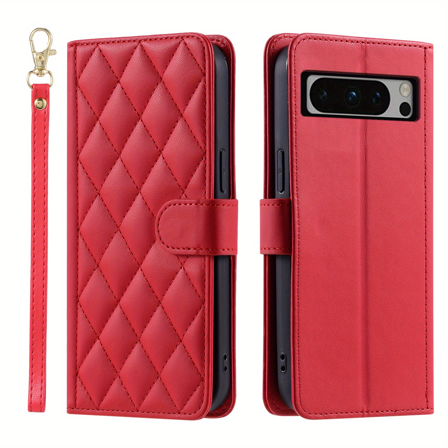 pu leather flip case for google pixel 8 7 pro 8a 7a 6a lanyard wallet card slot magnetic stand phone bag cover details 1