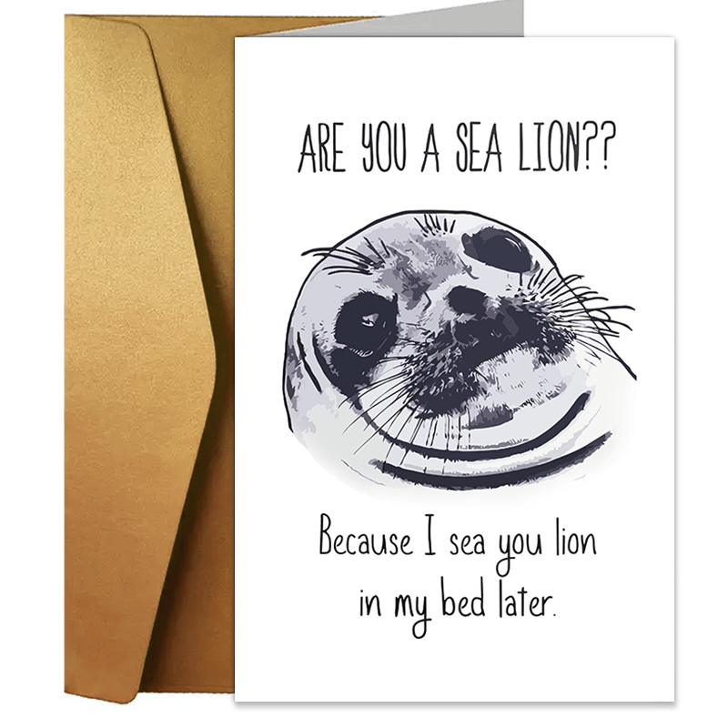 

1pc Humorous And Creative Valentine's Day/anniversary Card, Playful Pun Card, Sea Lions, Hilarious Love Card, Affectionate Greeting Card, Quirky Card, Amusing Love Card, Celebration Card