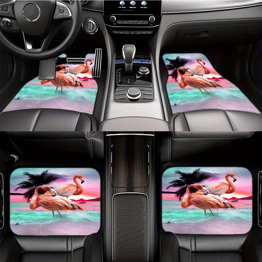 

1pc/2pcs/4pcs Flamingo Pattern Car Floor Mats Automotive Floor Mats With Non Slip Front & Rear Mats Car Floor Carpets All Weather Protection