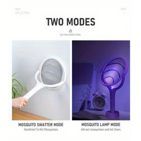 1pc, 90-Degree Rotatable Electric Mosquito Swatter, Mosquito Killer Lamp, Electric Shocker, 365nm Light Bug Zapper Trap Flies Summer Fly Swatter, Pest Control, Apartment Essentials, College Dorm Essentials, Household Gadgets details 1