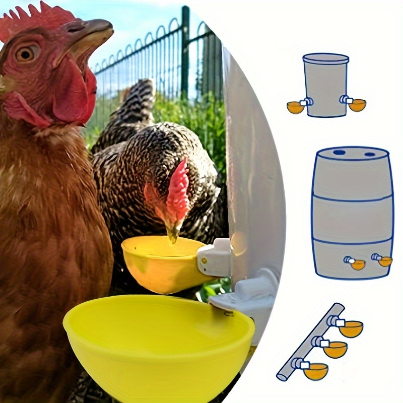 

5pcs Large Automatic Chicken Waterer Cups, Spill-free Drinking Bowls Water Dispenser, Poultry Feeding & Watering Supplies