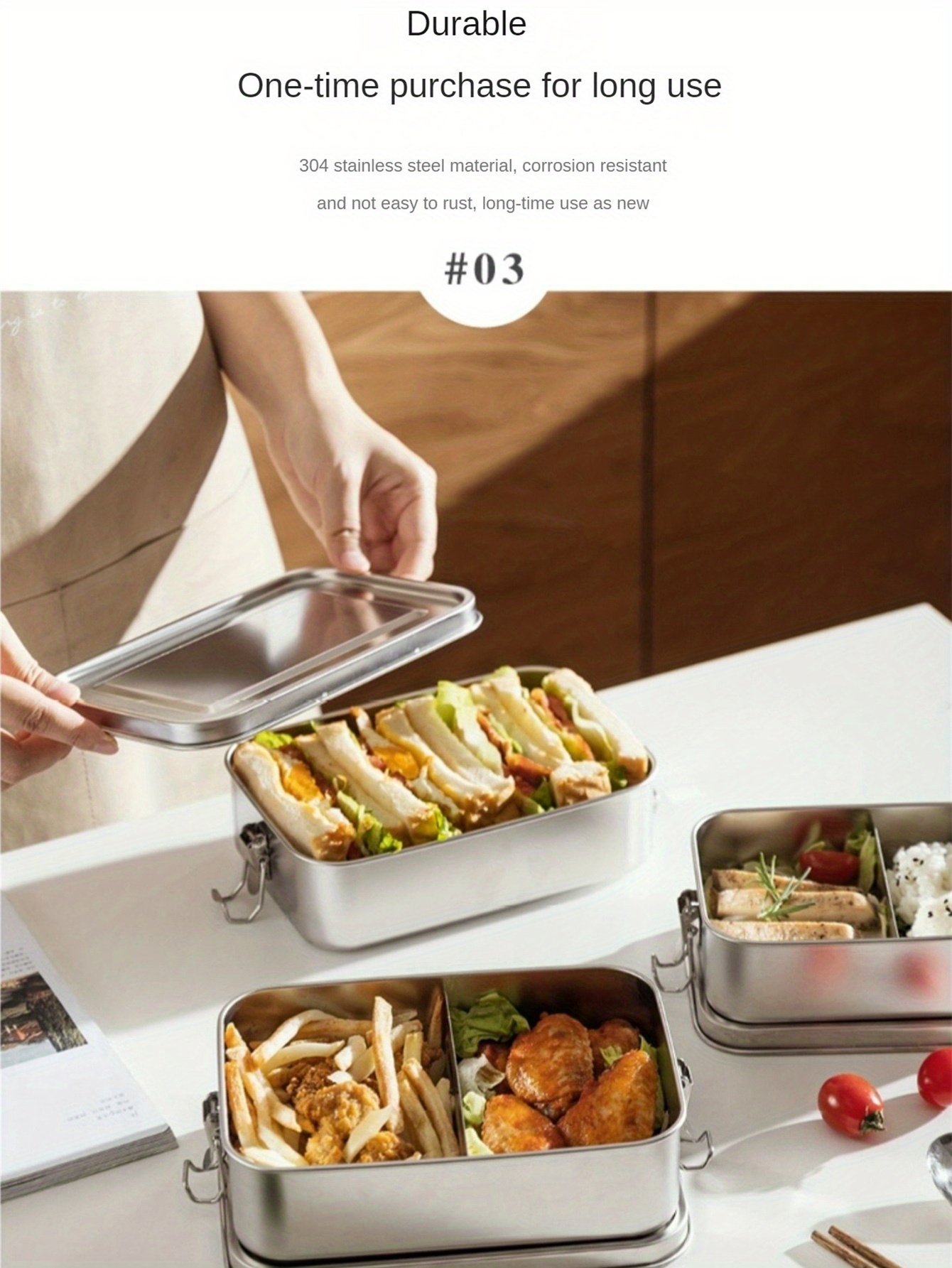 fiambrera acero inoxidable sus304 divisores contenedor - Temu El Salvador, image size:800x1066