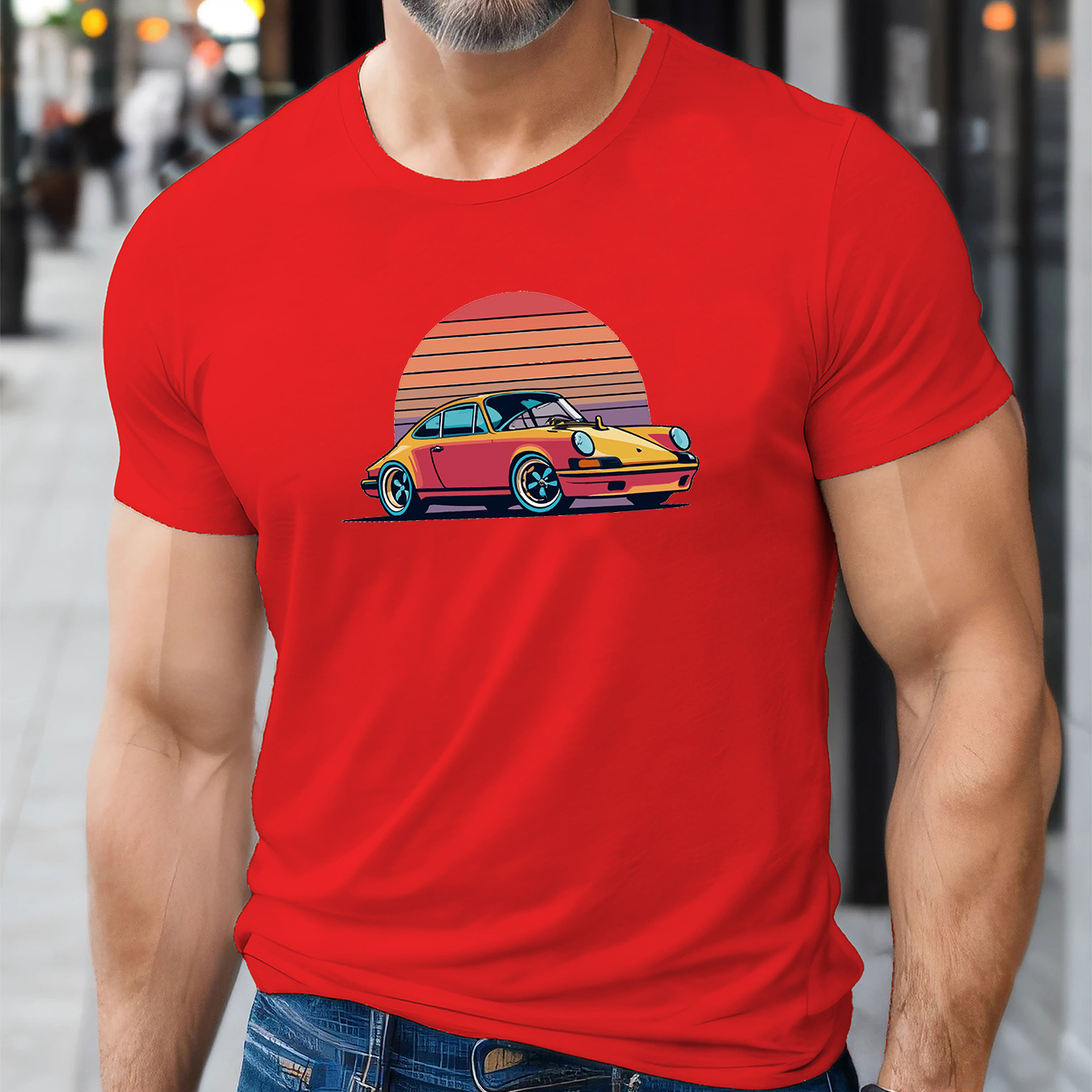 

Car Pattern Print Men's Creative Top, Casual Short Sleeve Crew Neck T-shirt, Men's Clothing For Summer Outdoor