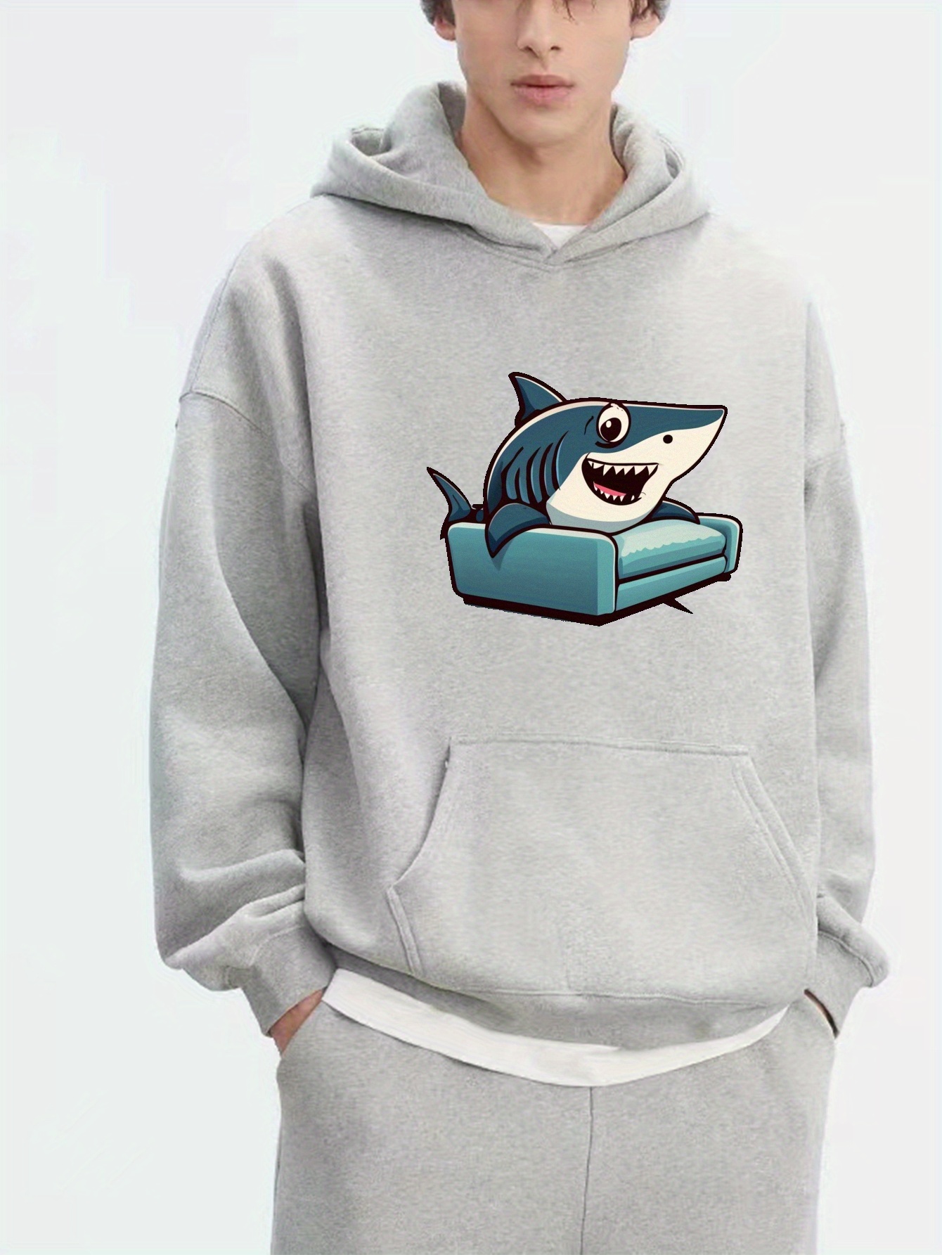 New Hoodies Sweatshirts For Men Deep-Sea Fish Print Pattern Autumn