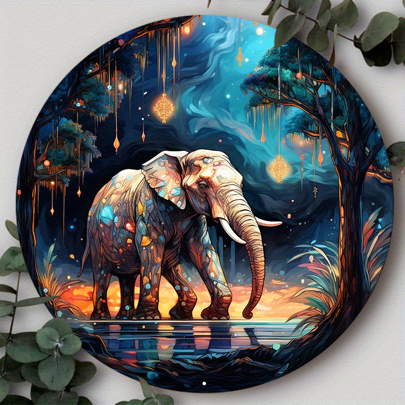 

1pc 8x8inch Aluminum Metal Sign Elephant Suncatcher Wall Sign, For Door Farmhouse Festival Decoration, Christmas Valentine's Day New Year G Er Suitable For Various Scenarios