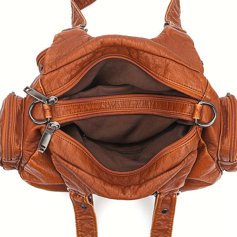 vintage style hobo shoulder match versatile handbag for women classic textured bag with rivets decor details 3