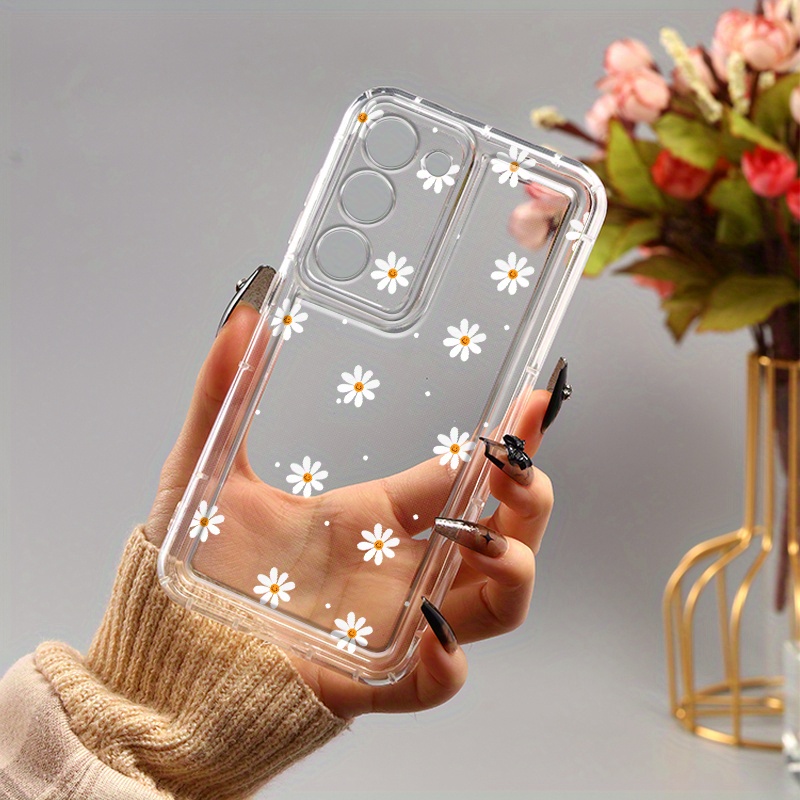 

Luxury Shockproof Transparent Case Pattern Yellow Smiley Flower For Samsung Galaxy S23 Ultra S22+ 5g S21 Fe S20 A54 A52 A32 A23 A14 5g Bumper Case