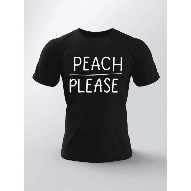 

Peach Please Print T Shirt, Tees For Men, Casual Short Sleeve T-shirt For Summer