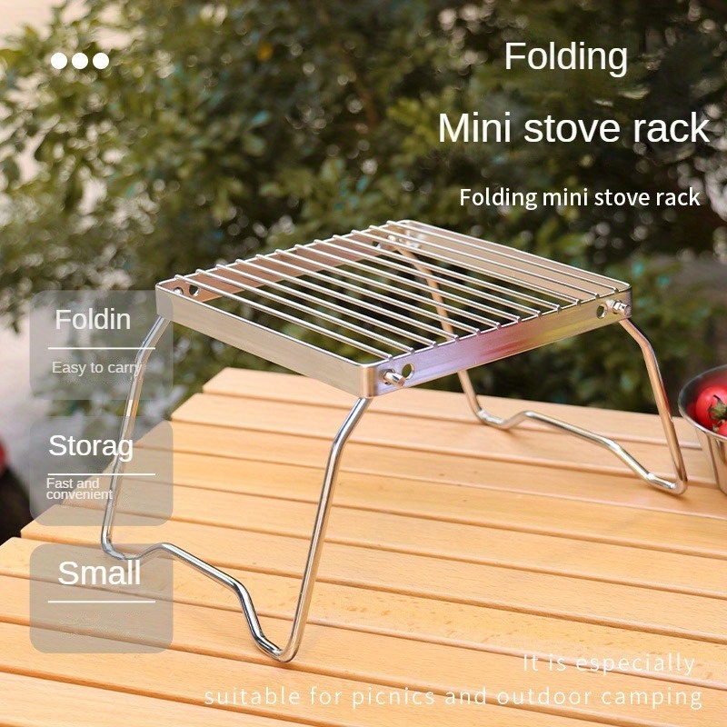 

1pc, Multifunctional Folding Campfire Grill, Portable Stainless Steel Camping Grill, Outdoor Picnic Barbecue Gas Stove Rack