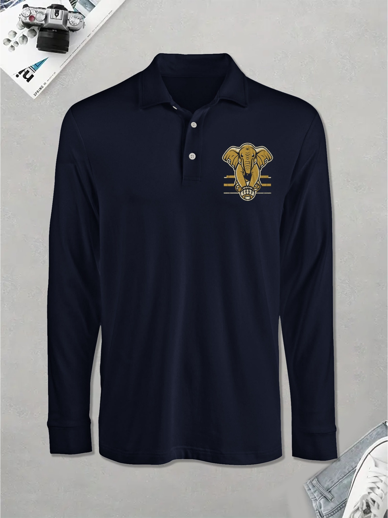 camisa de lapela casual de comprida com estampa de Temu Portugal