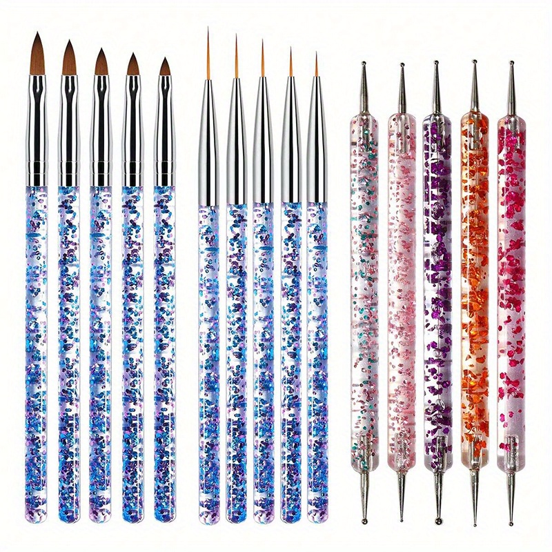 TEMU 15pcs/set Nail Art Brush Uv Gel Nail Polish Brush Painting Drawing Carving Pen Nail Art Tool Set For Manicure Diy Design