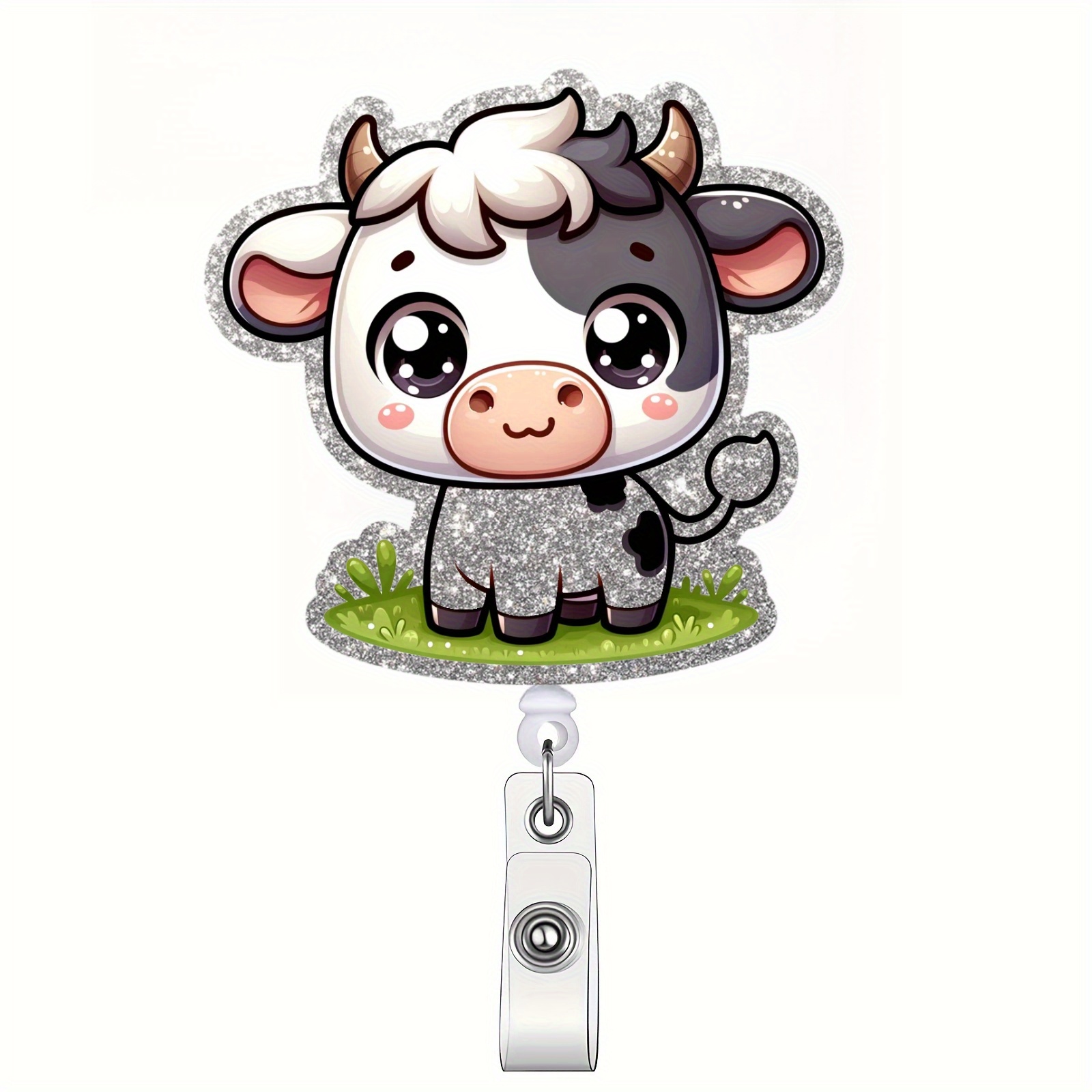Dairy Cow Badge Reel Clip Adorable Acrylic Badge Holder - Temu Canada