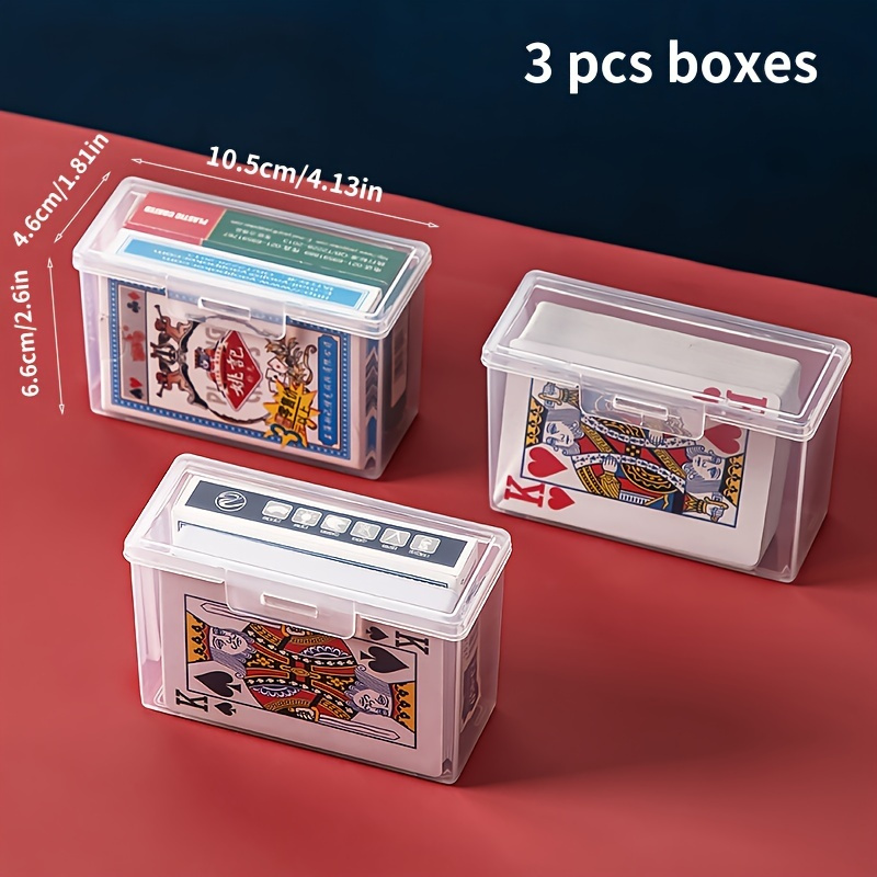 3pcs Plastic Transparent Storage Box, Crafts Cards Playing Cards Organizer,  Flip Storage Box With Lid, Drawer Inner Game Cards Sorting Organizer, Mult